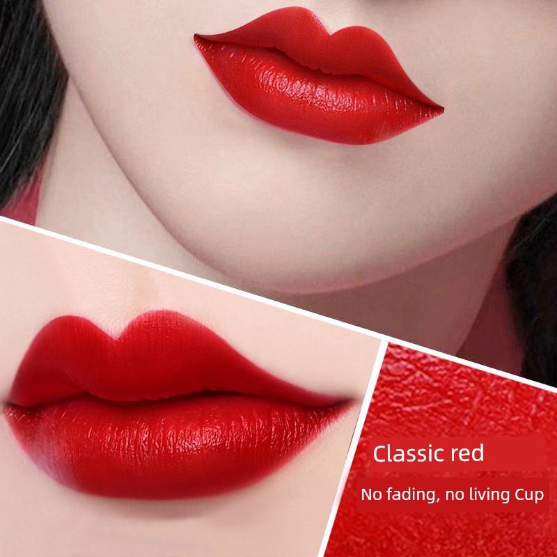 Li Jiaqi Recommend Non-Fading No Stain On Cup Red Lipstick Raincoat Matte Plain Face White Cherry Color Waterproof