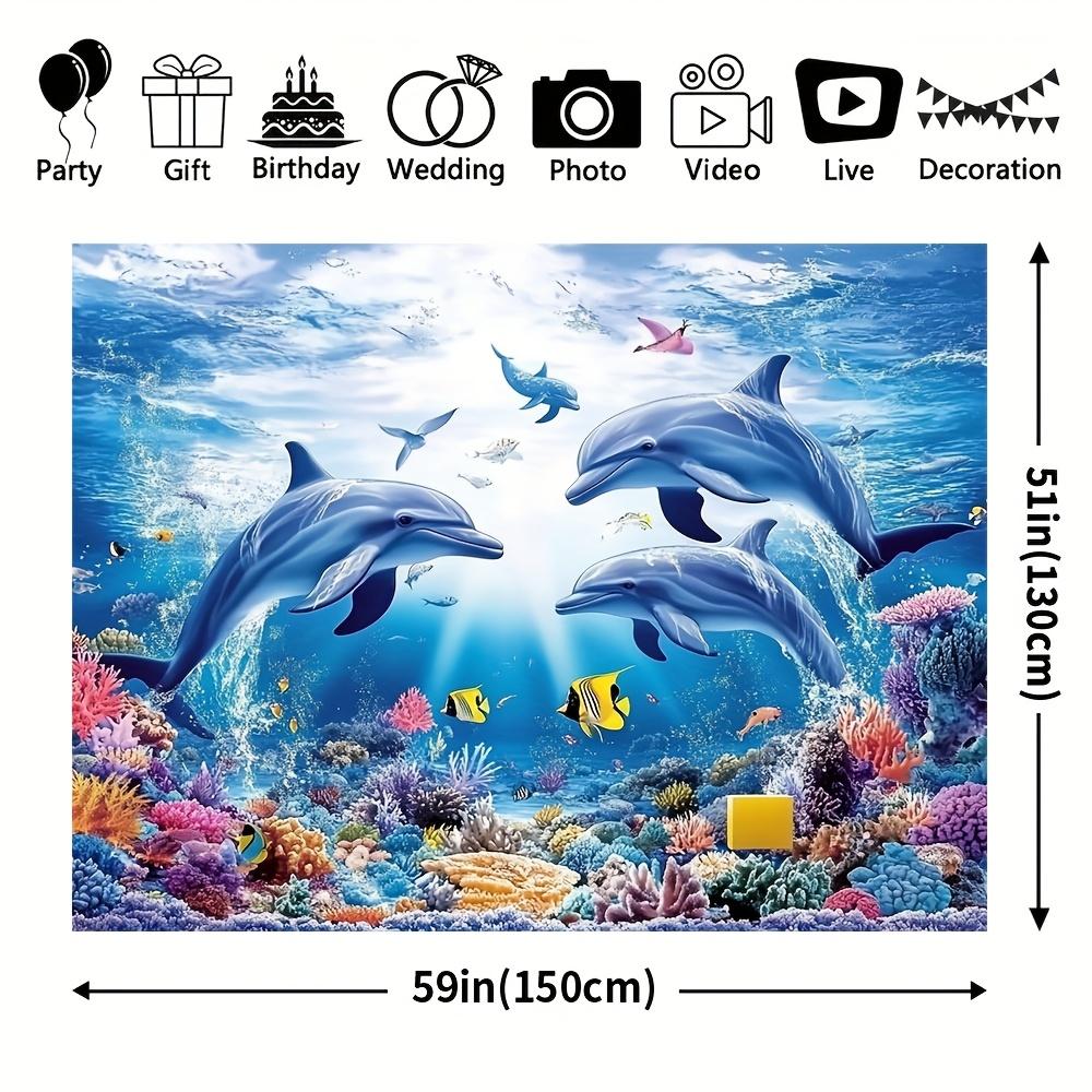 1pc Giant Ocean Dolphin Wall Tapestry, Universal Holiday Decor, Durable Polyester, No Power Needed, Pre-Drilled for Easy Hanging