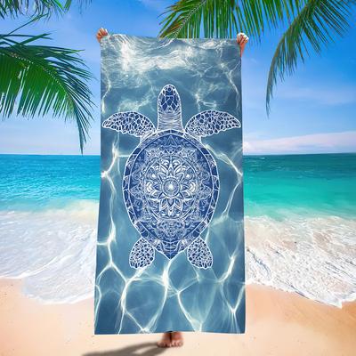 Bohemian Tribal Turtle Beach Towel Underwater Print Quick Dry Absorbent Towel