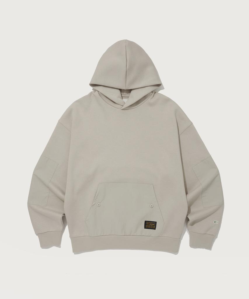 Utility Woven Mix Hoodie Normal Beige