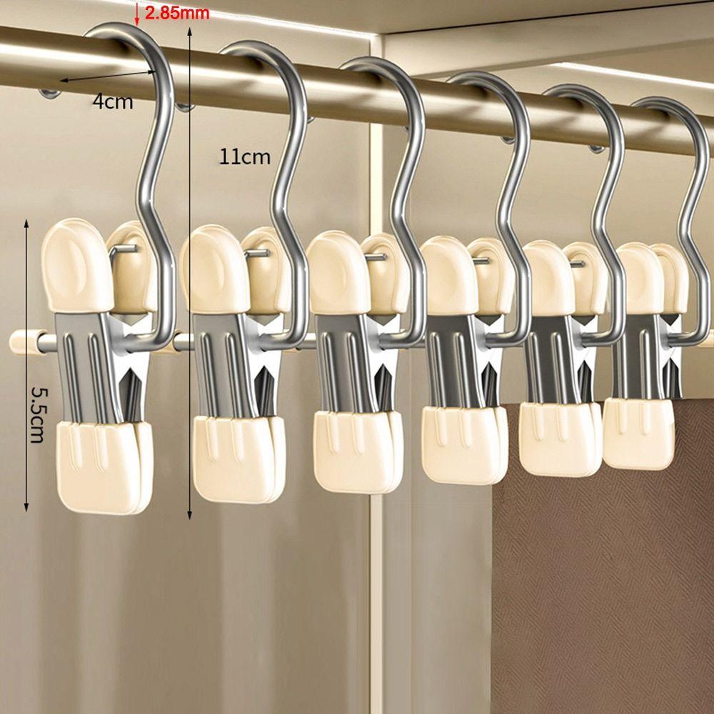 1/5/10PCS Windproof Stainless Steel Pants Clip with Hook Home Storage Rack  for Household
