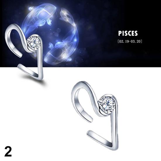 Men Women Silver Plated Constellations Adjustable Opening Ring Birthday Gift