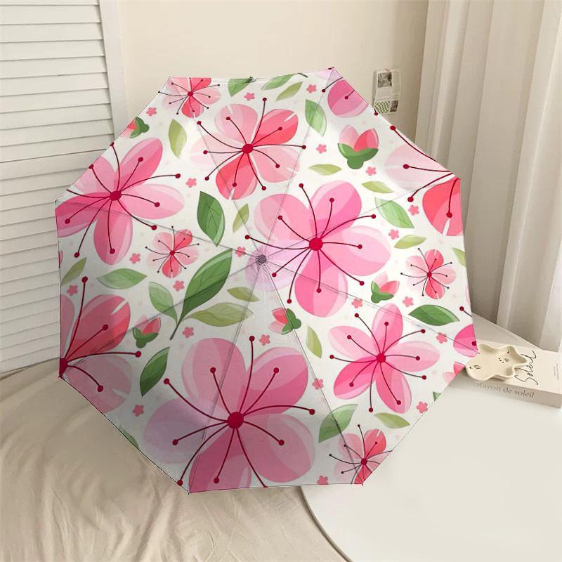 

1PC Floral Pattern Umbrella-8-Rib Reinforced Portable Folding Travel Suitable for All Seasons Outdoor Daily Use Is an Ideal Choice -F376