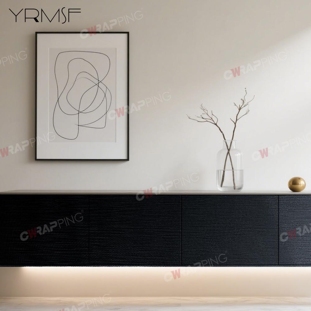 Folie Selbstklebende Wandtapete Schränke Küche Vinyl Schwarz Abnehmbar Wasserdicht Selbstklebend Heimdekoration Gebürstet Zimmer