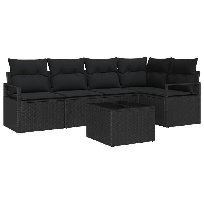 Set de canapé de jardin 6 pièces vidaXL avec coussins en rotin beige, Canapé de jardin 2 places vidaXL avec rangement et 3355062