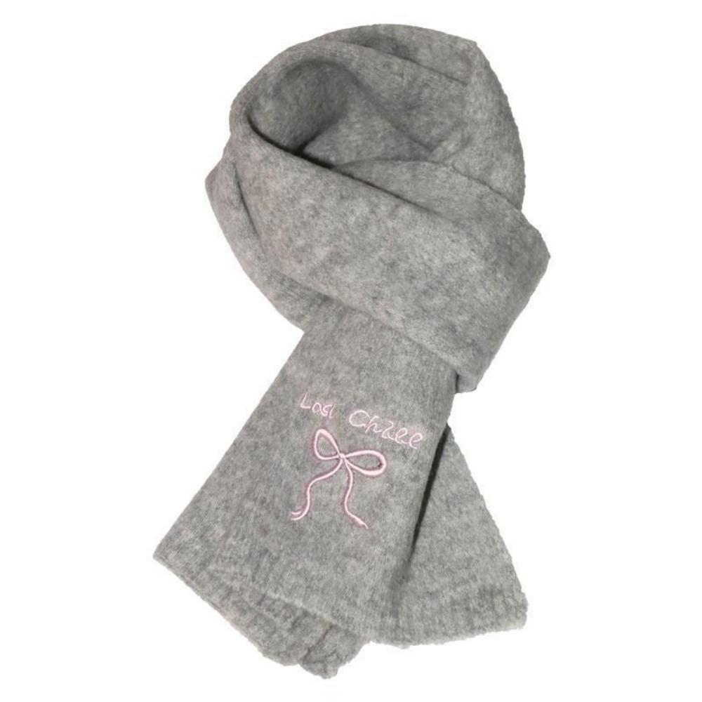 Bow Embroidered Scarf Thick Winter Wool Scarf Fashion Neckerchief Stylish Solid Color Scarf For Everyday Wear Gifts Winter Wear