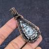 K2 Blue Azurite Gemstone Copper Wire Wrap Jewelry Pendant 2.84"