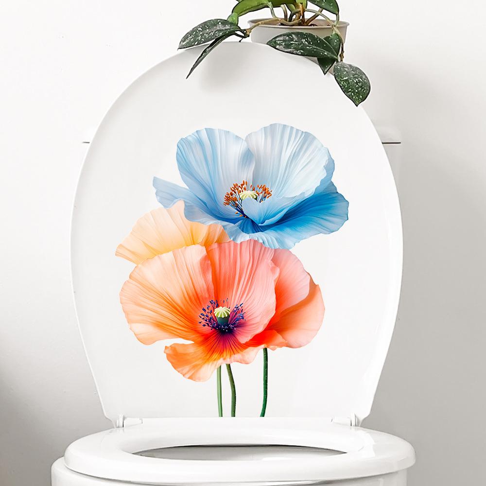Waterproof Flower Toilet Lid Sticker Self Adhesive Removable Bathroom Wall Decor