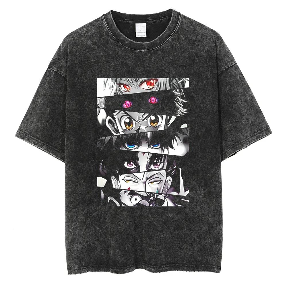 T-shirt HUNTER Kurapika Maglietta Manga Uomo Donna Cotone Lavato Abbigliamento Estiva Manica Corta T-shirt Streetwear