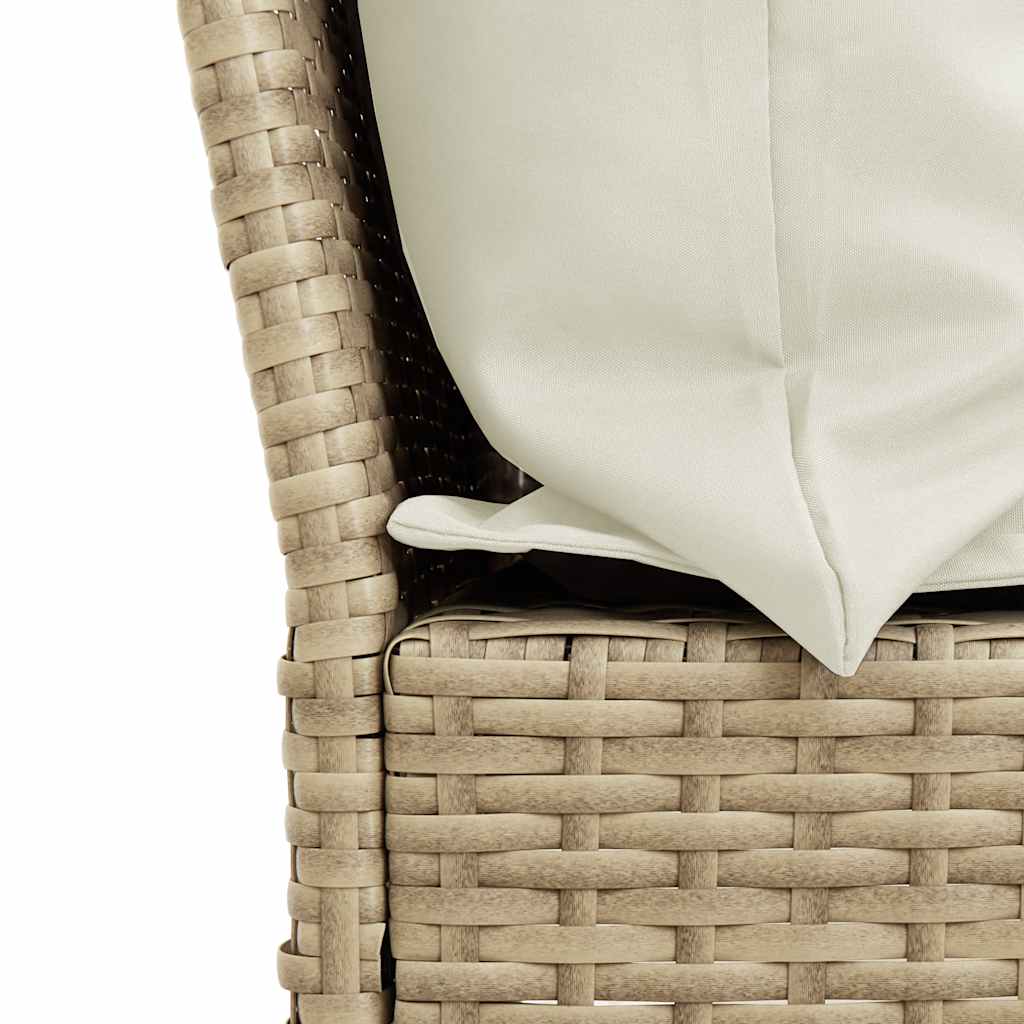 Garden Sofa with Cushions Beige Poly Rattan