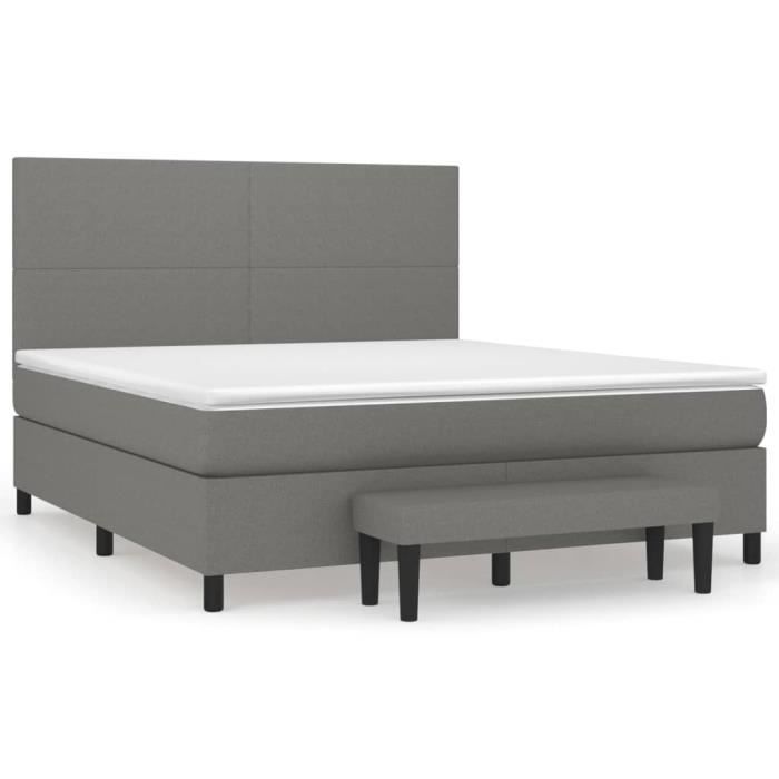 VidaXL Divan Bed with Mattress Dark Grey 180x200cm Fabric - Model 3136454
