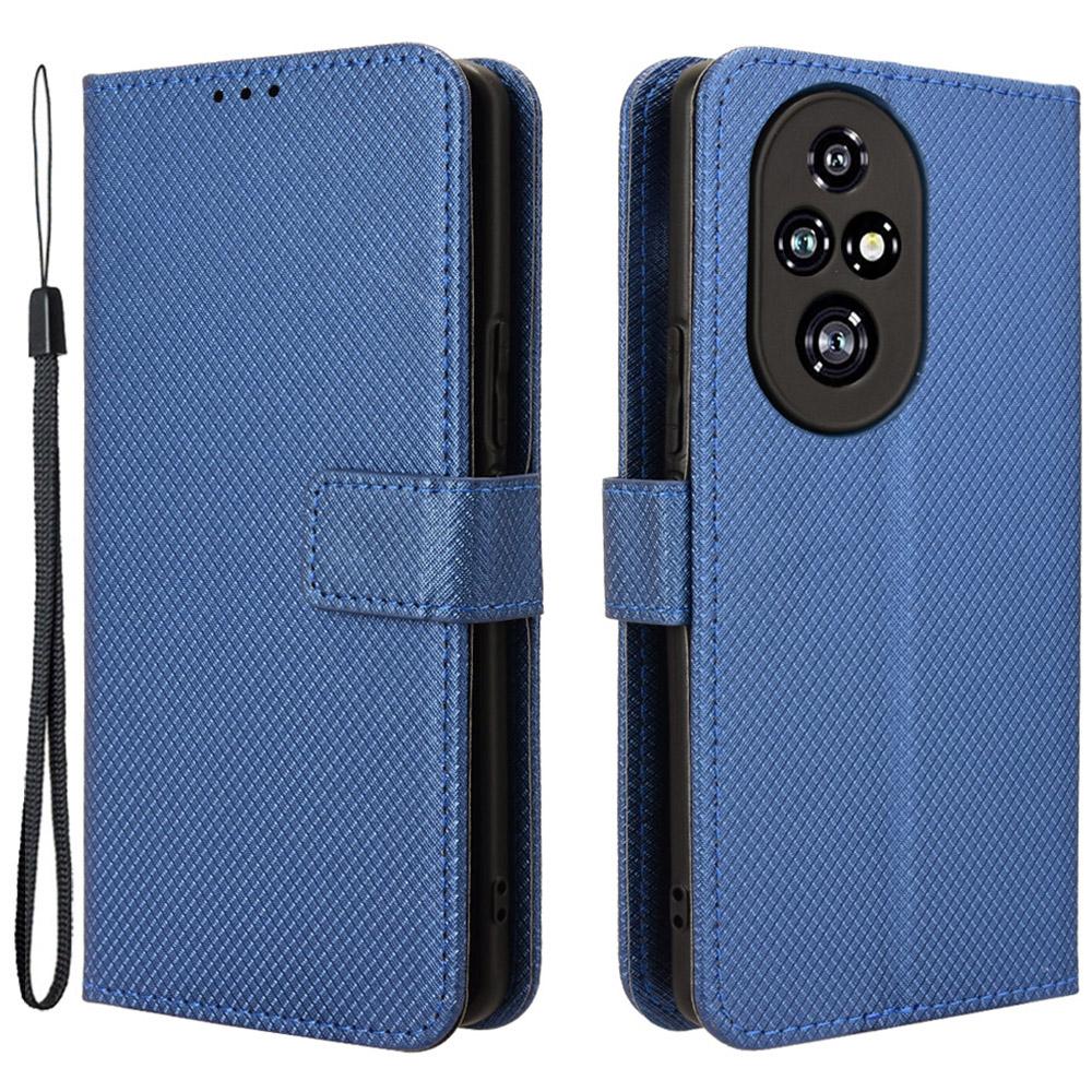 

For Honor 200 Pro 5G Case Flip Wallet Diamond Texture PU Leather Phone Cover Blue
