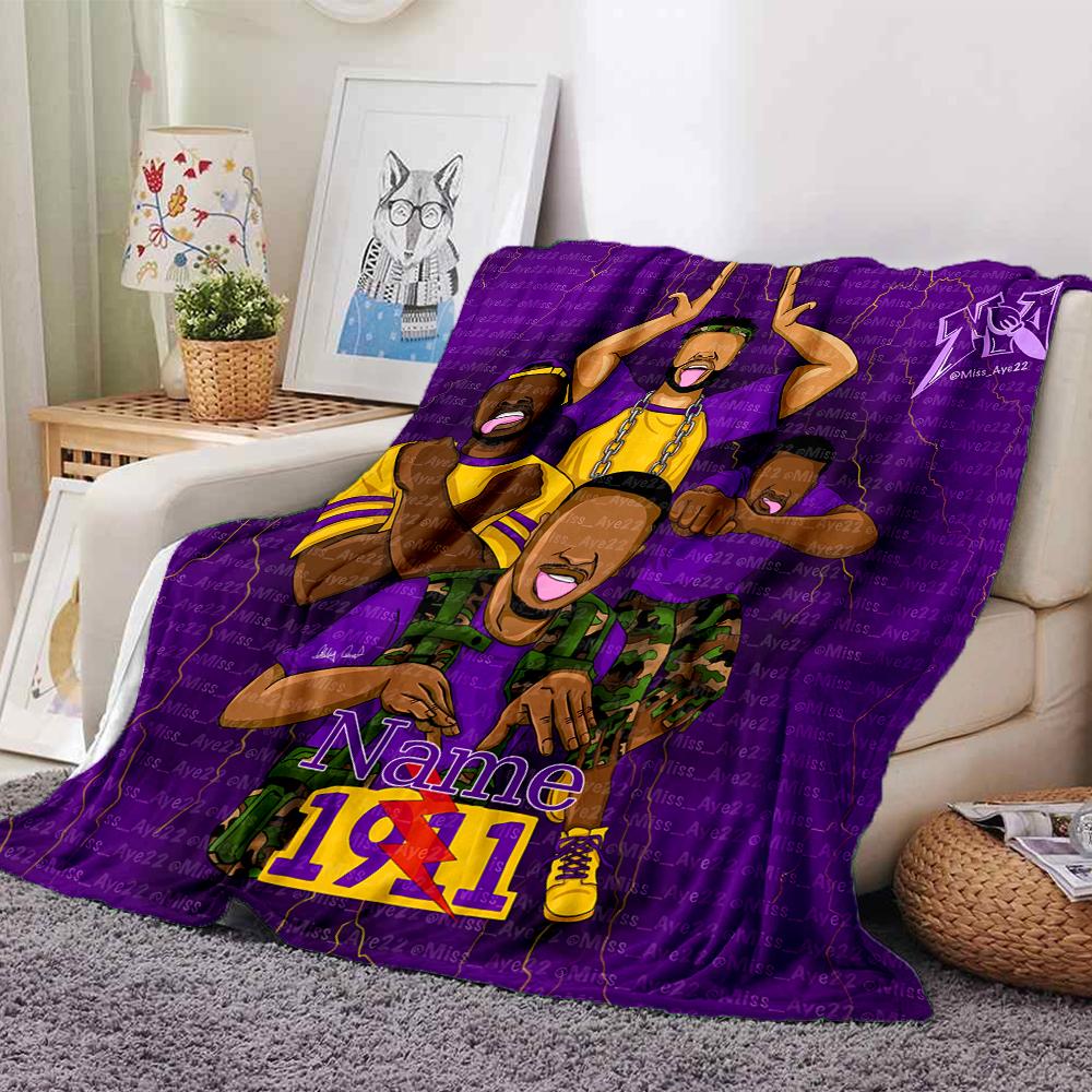 Customiz Name Personality Omega Psi Phi Blanket Soft &Warm Sofa Office Bed Travel Lunch Break Blanket, Gift Suitable All Seasons