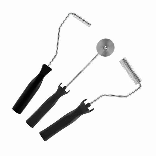 Aluminum Alloy Fiberglass Bubble Laminating Roller ABS Handle for GRP FRP Resin Work (3pcs/set)