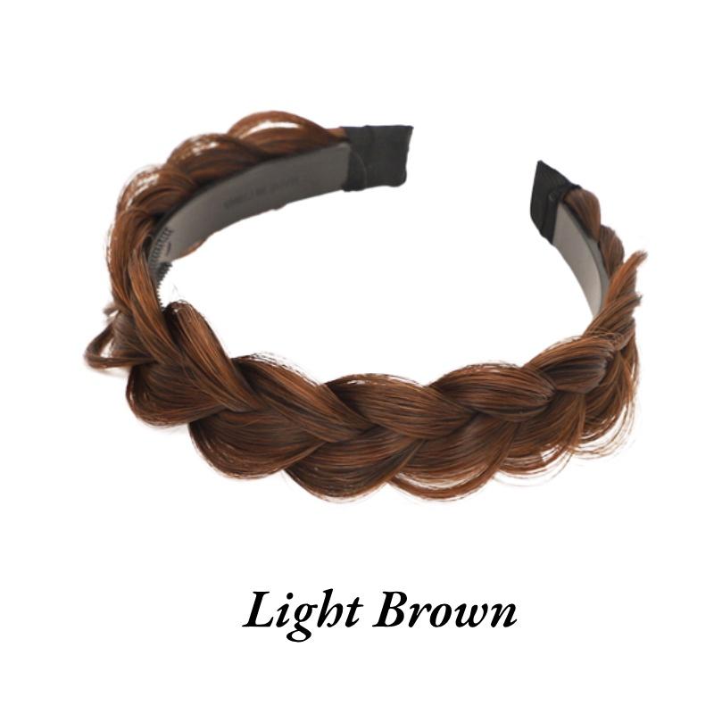

Пушистая широкая повязка на голову с косой «рыбий хвост» с козырьком, парик, аксессуары для волос, разные цвета LightBrown
