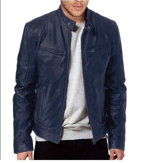 Southern winter warm button fashion domineering locomotive men's multi-pocket PU jacket stand-up neck zipper cardigan leather jacket