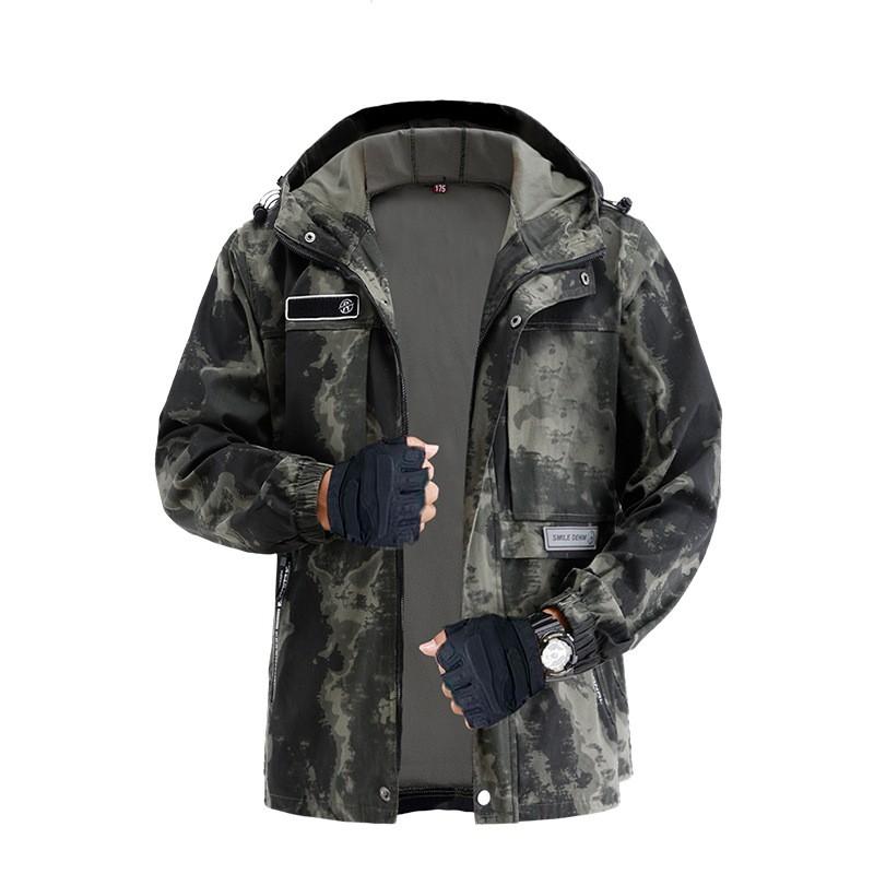 Cotton Elastic Cycling Workwear Suit Breathable Camouflage Protective Jacket Pants Men