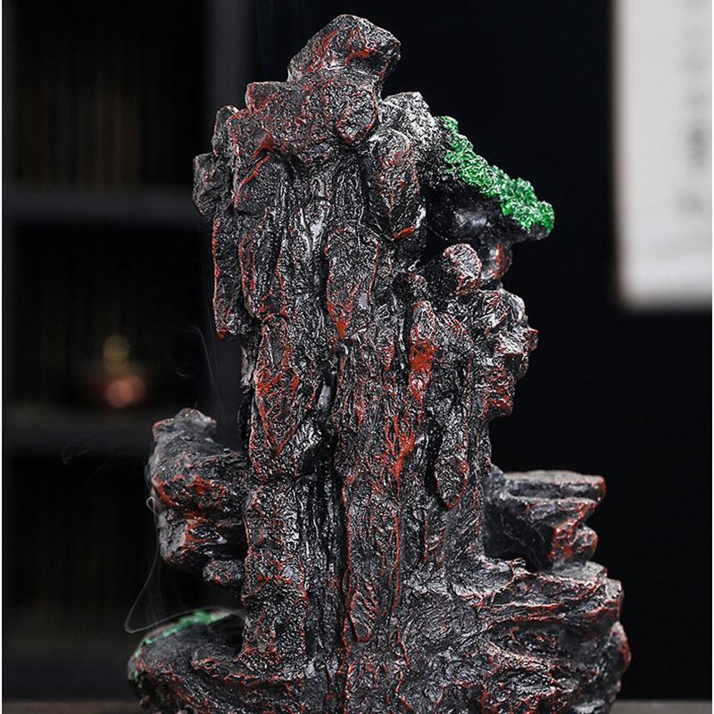 Resin Crafts Backflow Aromatherapy Furnace Creative Resin Alpine Flowing Water Backflow Incense Burner Home Relief Decoration