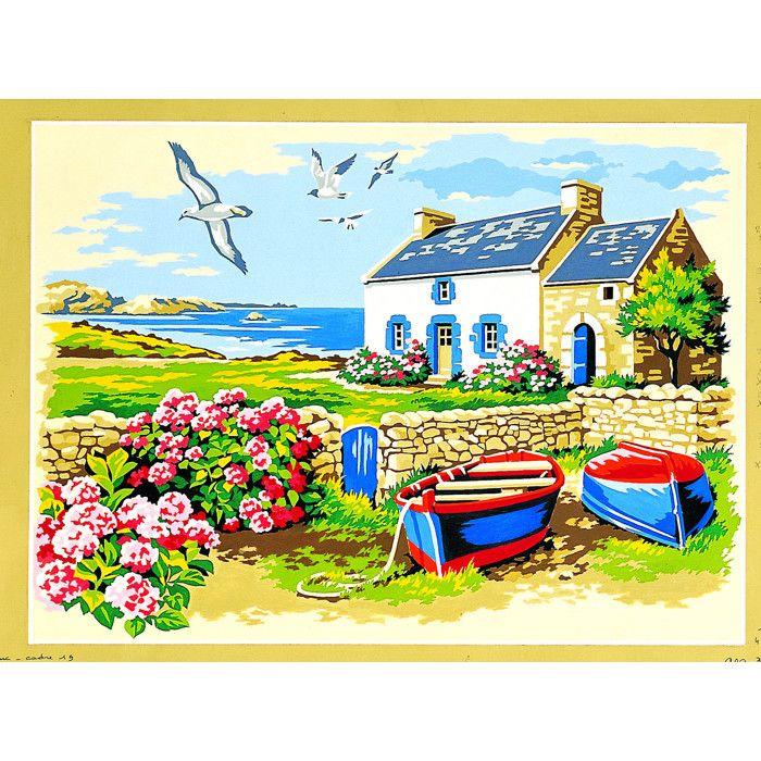 Canevas antique La maison du pêcheur 45x60cm