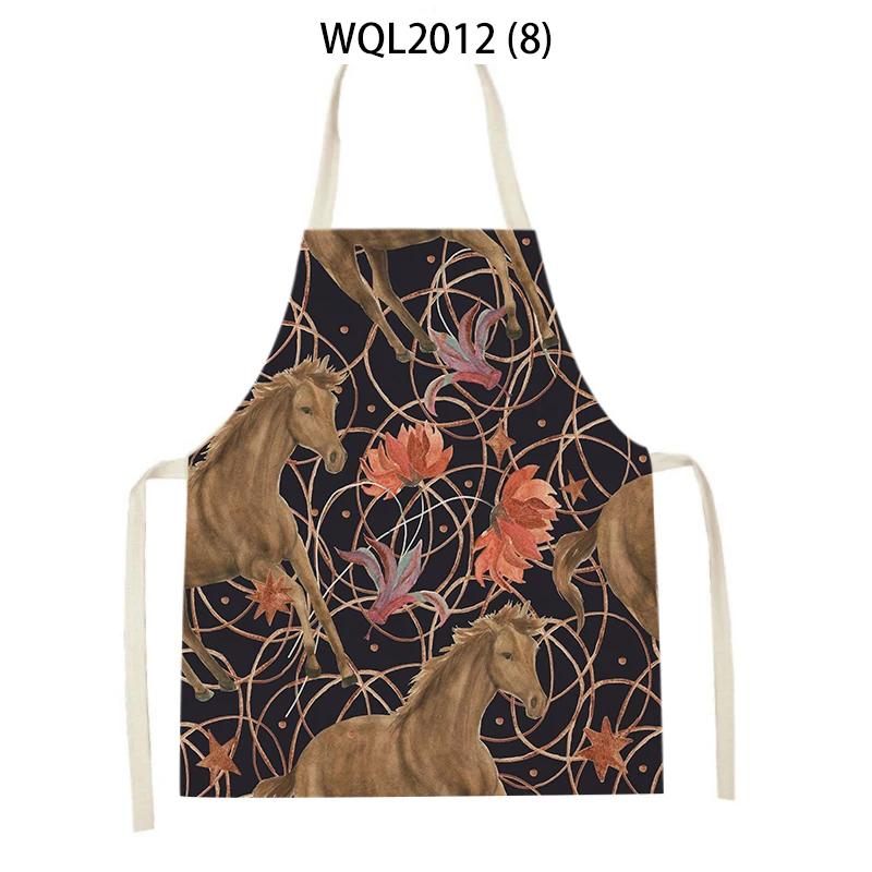 Retro Equestrian Kitchen Aprons for Women Men Linen Baking Bibs Household Cleaning Pinafore Animal Horse Home Cooking Apron