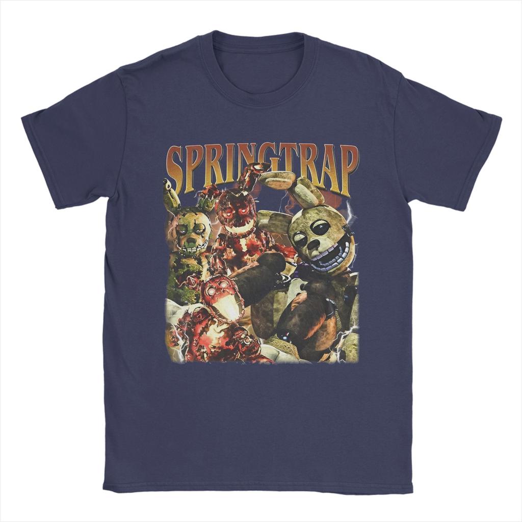 Springtrap Freddyed Bonnie Spel T-shirts Herr 100% Bomull Vintage T-shirt Rund Hals T-shirts Kortärmad Kläder Unik