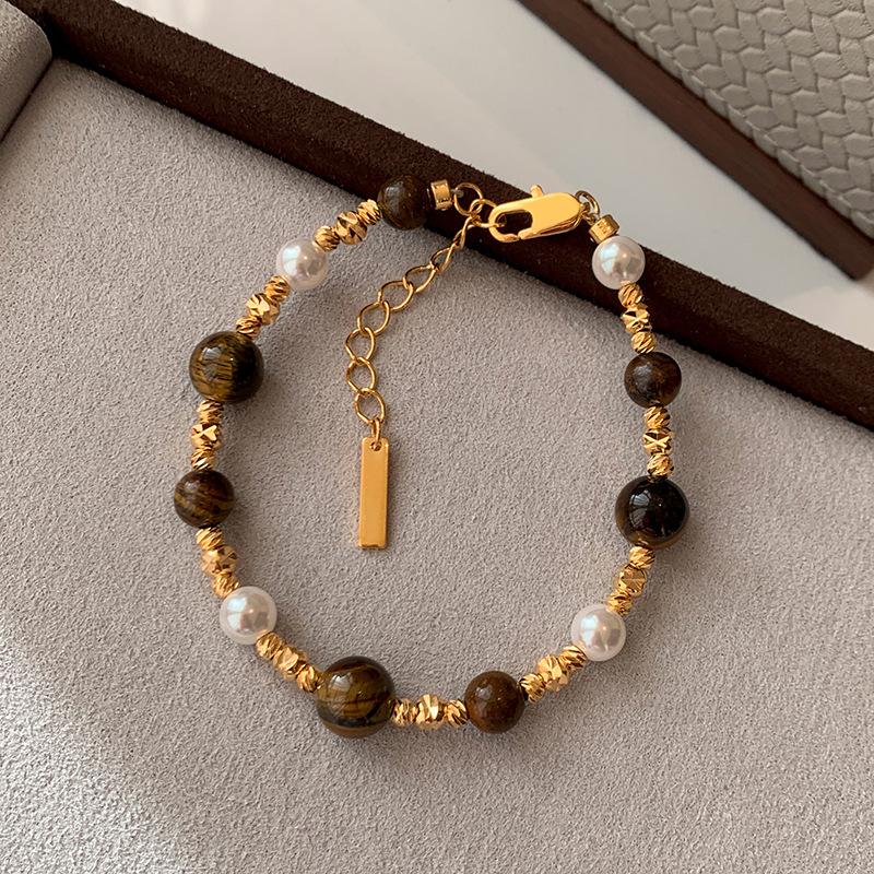Vintage Natural Stone Beads Bracelet for Women Ethnic Imitation Pearl Beads Wrap Bangle Bracelet & Necklace Jewelry Gifts
