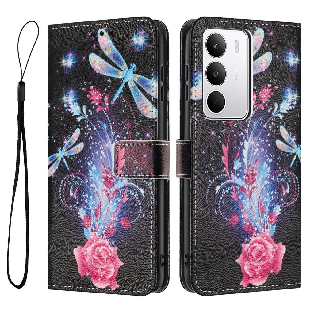For Realme C71 4G Wallet Case Pattern Printing PU Leather Phone Cover with Lanyard