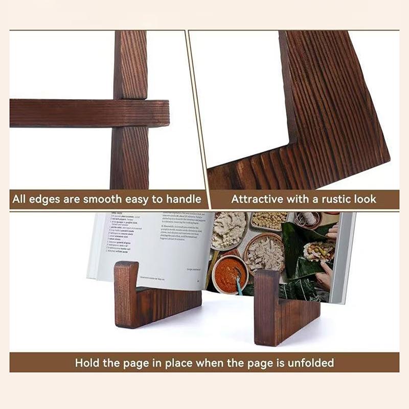 Wooden Recipe Book Stand Cd Record Plate Display Shelf Tabletop Photo Frame Ipad Rack Table Easel Cookbook Holder For Kitchen