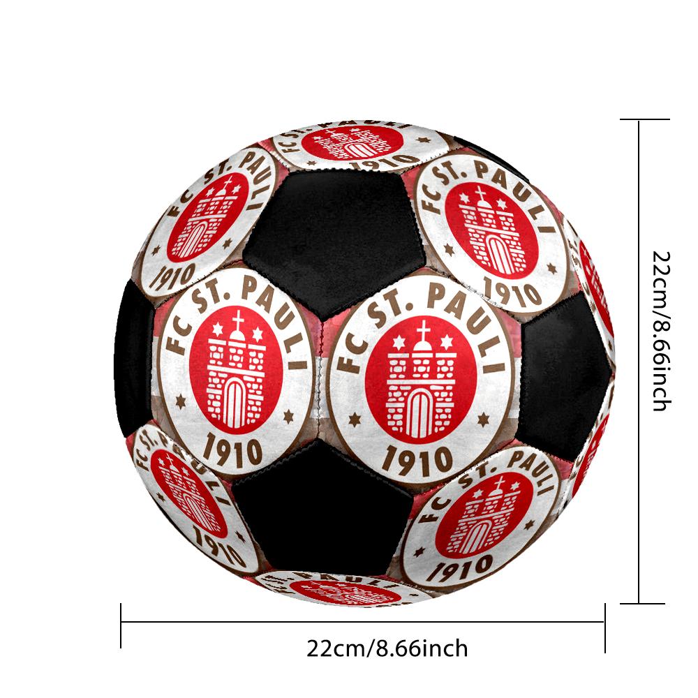 St. Pallone da Calcio a 5 Pauli FC Colorato Cucito a Macchina PVC Misura 5 Pronto per Allenamento di Squadra e Competizione Durevole Rimbalzo Elevato Fantastico Regalo Sportivo
