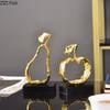 Fruit Shaped Metal Crafts Fruits Statue Ornaments Apple/pear Hollow Out Artwork Desk Decoration Sculpture Modern Home Decor