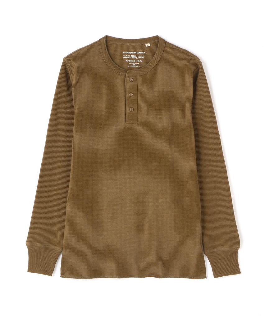 AVIREX DAILY L/S THERMAL HENLY NECK T-SHIRT men's XL 310 olive 783-3930007 XL 310 olive