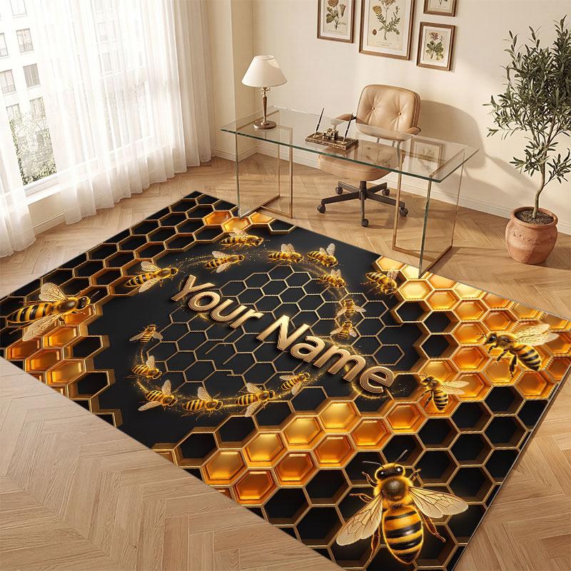 Decorative Artwork Theme Crystal Velvet Floor Rug Personalized Custom Name Text Warm Carpet Home Decoration