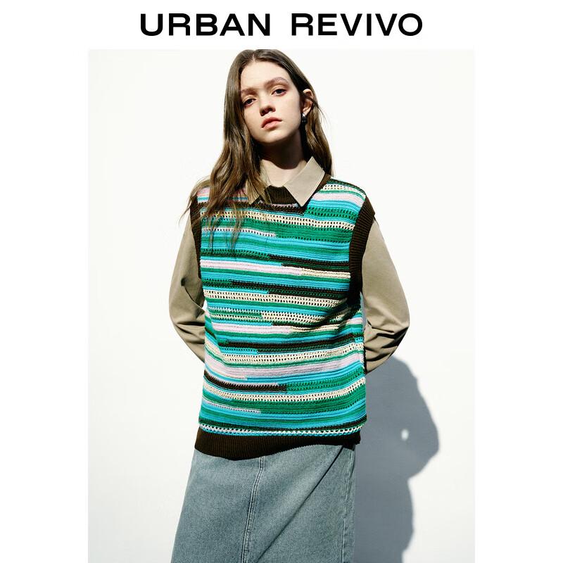 UR Women's 2024 Spring Color-block Textured Knit Sleeveless Vest