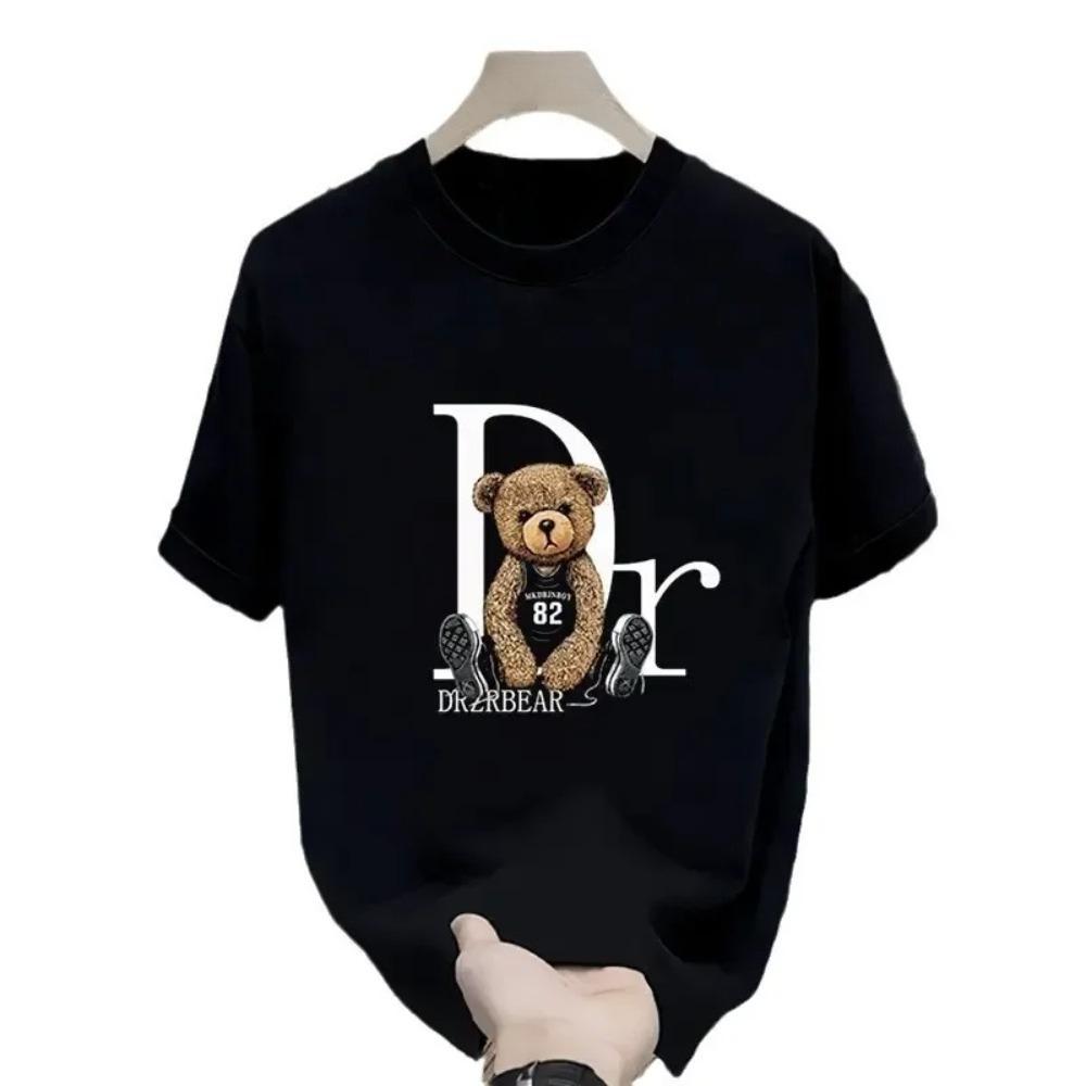 

Men and women couples spring and summer short-sleeved bear T-shirt men and women pure cotton oversized breathable short sleeves 4XL