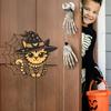 Yousheng Halloween Door Sign Skeleton Ghost Cat Pumpkin Wooden Welcome Sign Spooky Wall Hanger Decoration for Front Porch Decor