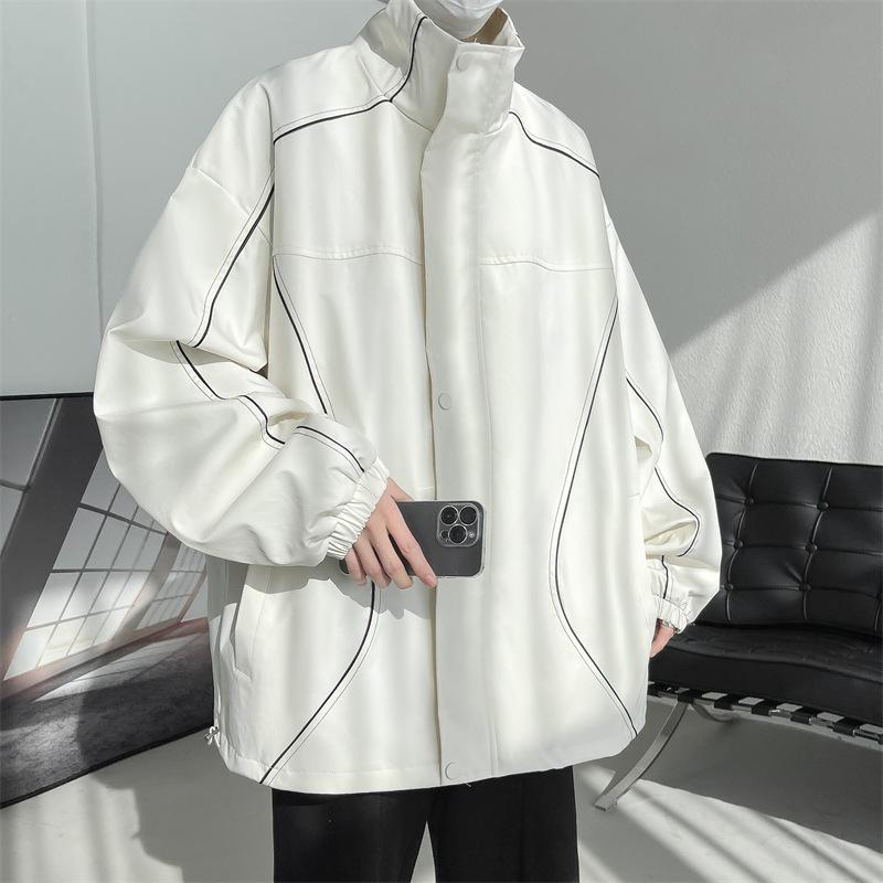 

Американская куртка-стойка в стиле рабочей одежды мужская весенняя в европейском и американском стиле хай-стрит хулиганская куртка-бомбер топ 5XL абрикосовый