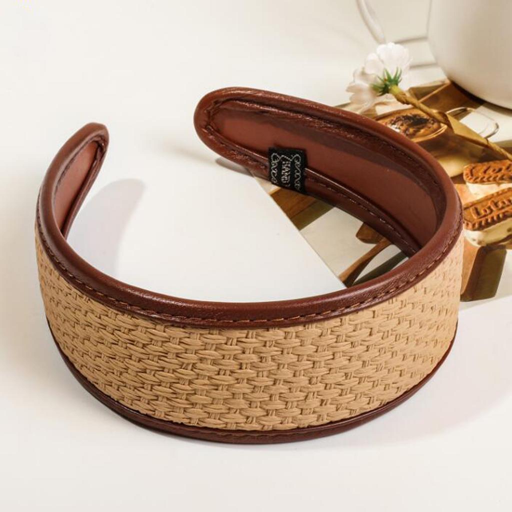 PROLY New Fashion Headband For Women Wide Side PU Leather Hairband Solid Color Turban Summer Travel Party Hair Accessories