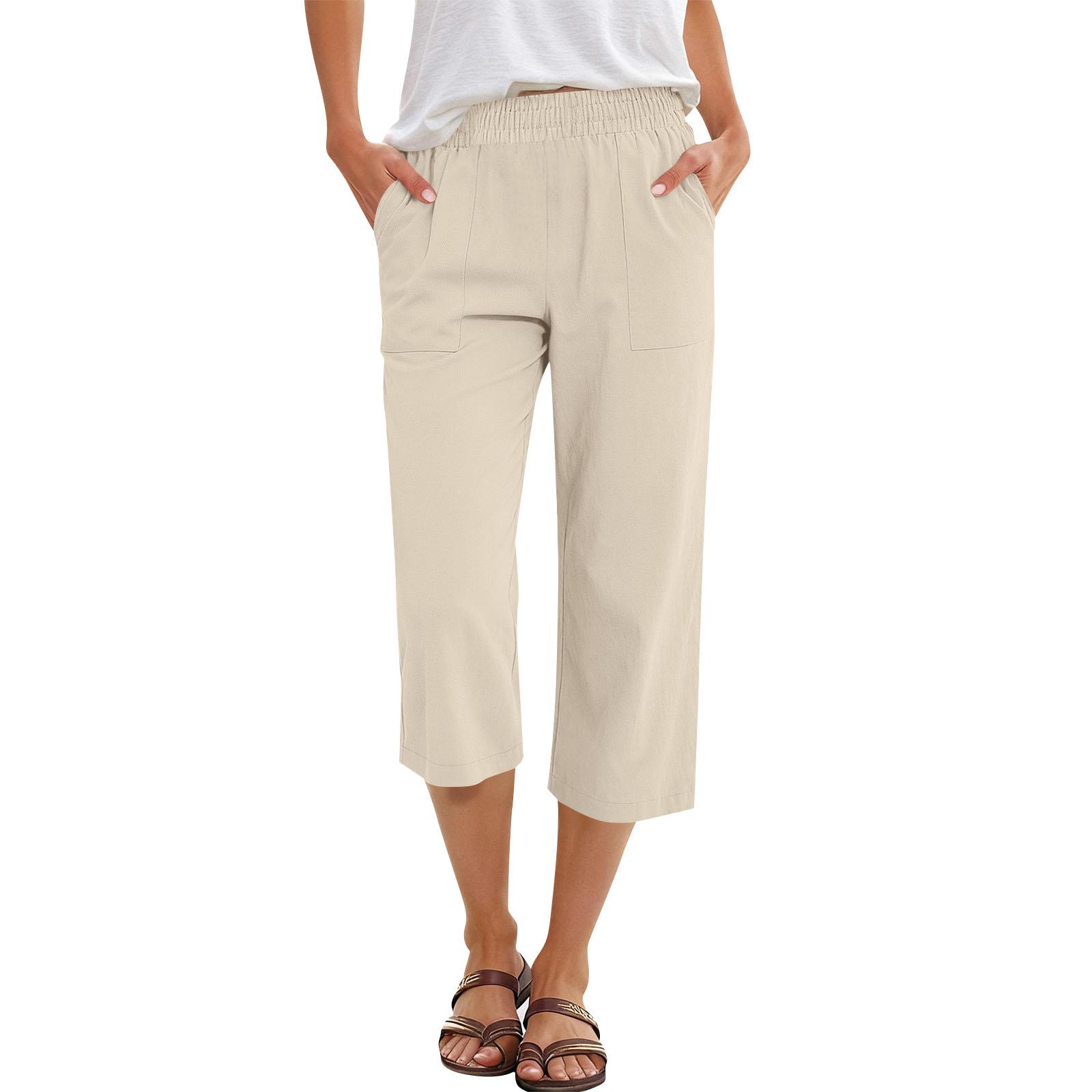 

Women s Casual Loose Pants Straight Wide Leg Pants Casual Pants XL бежевий