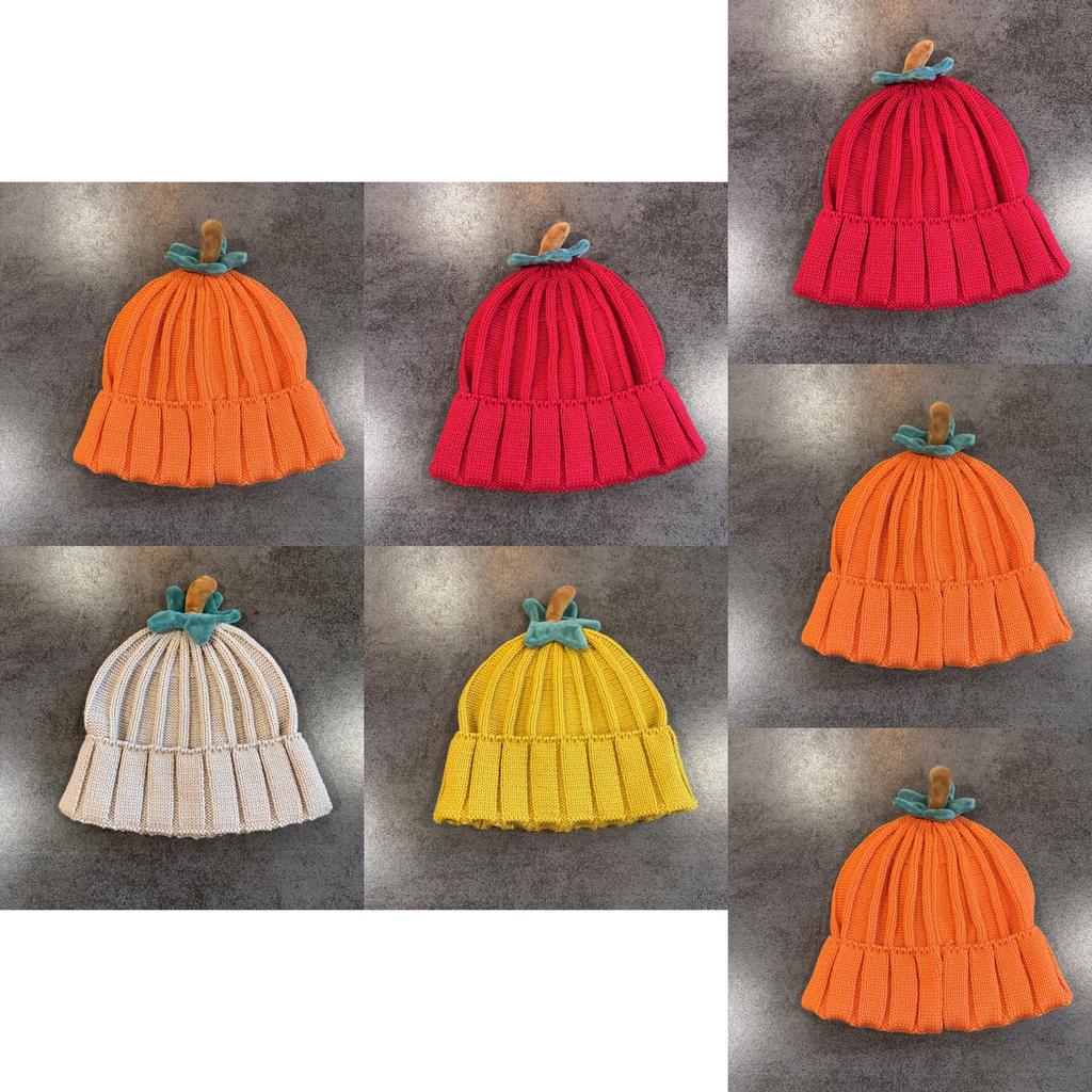 Fall Pumpkin Knit Cap With Heathered Yarn And No Rim Style For Womens Street Fashion
