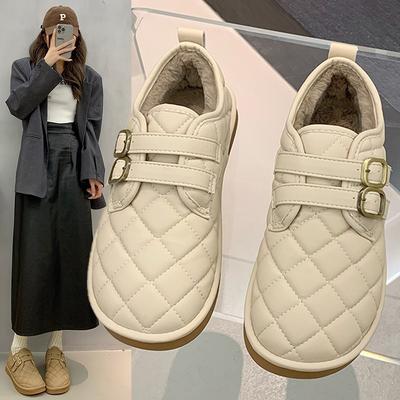 Casual Thick-soled Warm Cotton Shoes Women's Soft-soled Bread Shoes Women's 2025 Autumn and Winter New Velvet Thickened Flat-soled Beanie Shoes