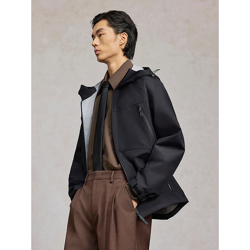 GXG Men's Black Hooded Outdoor Commuter Sport Jacket