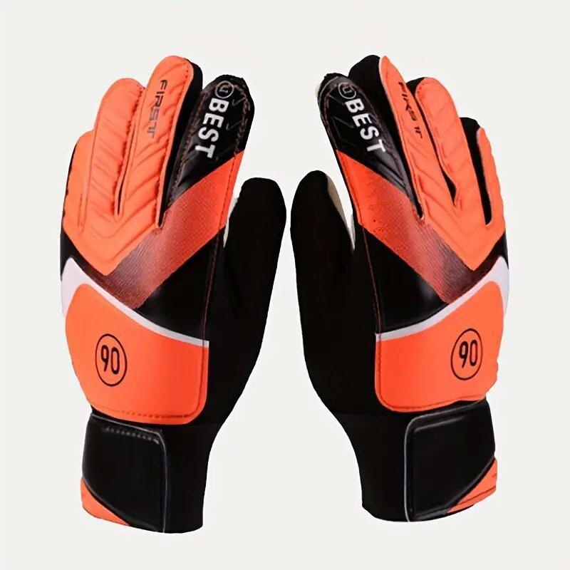 

Футбольные вратарские перчатки Игровые Юношеские Тренировочные Защита пальцев Нескользящие Футбольные Ворота Регулируемая Защита запястья No. 7 оранжевый