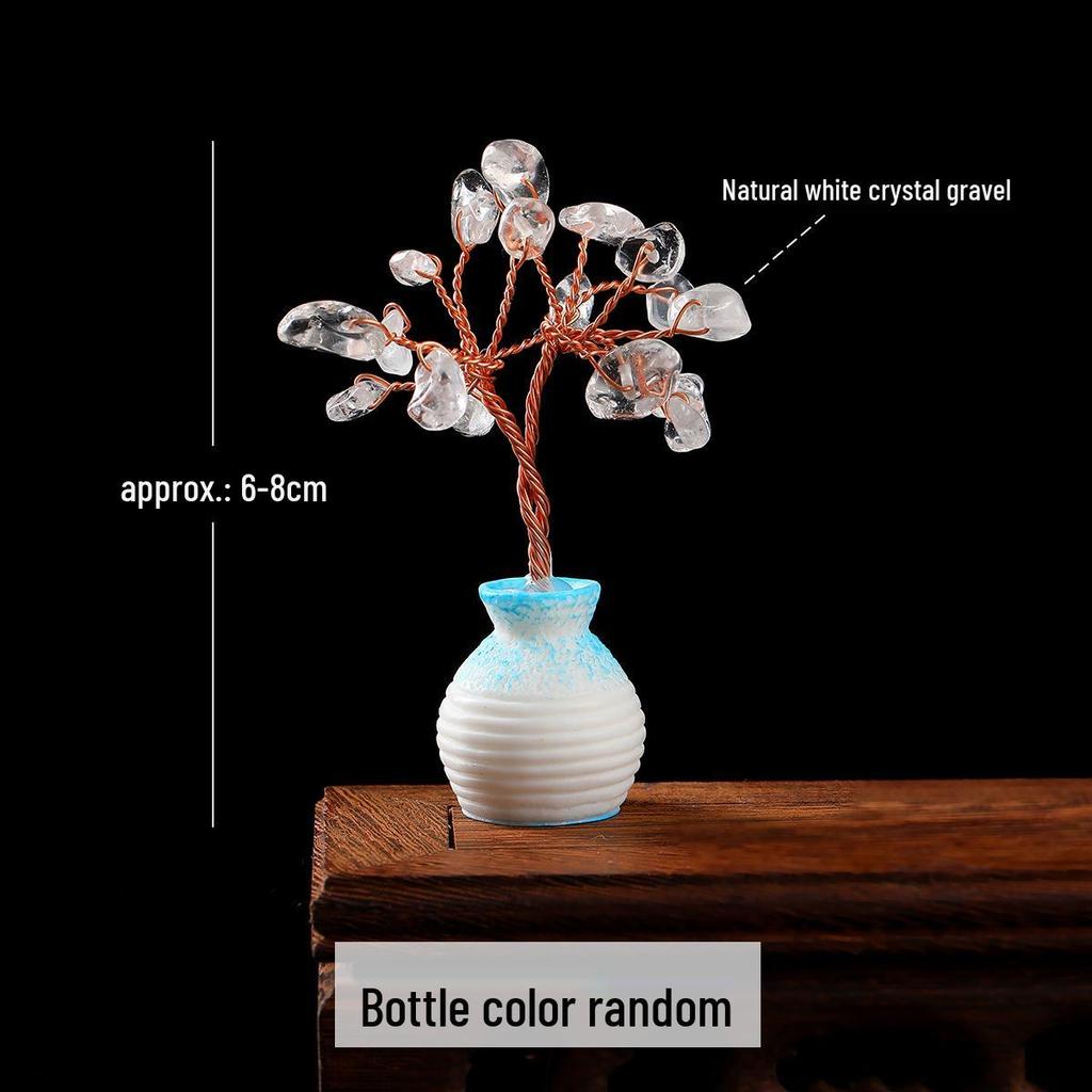 Jingde Jewelry Natural Crystal Money Tree Citrine Rose Quartz Ornament