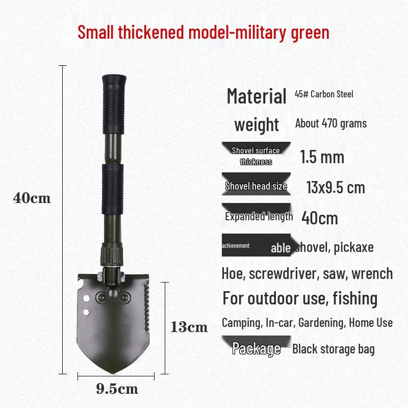 Pala Pieghevole Multifunzionale Portatile per Emergenze, Outdoor, Pesca e Giardinaggio