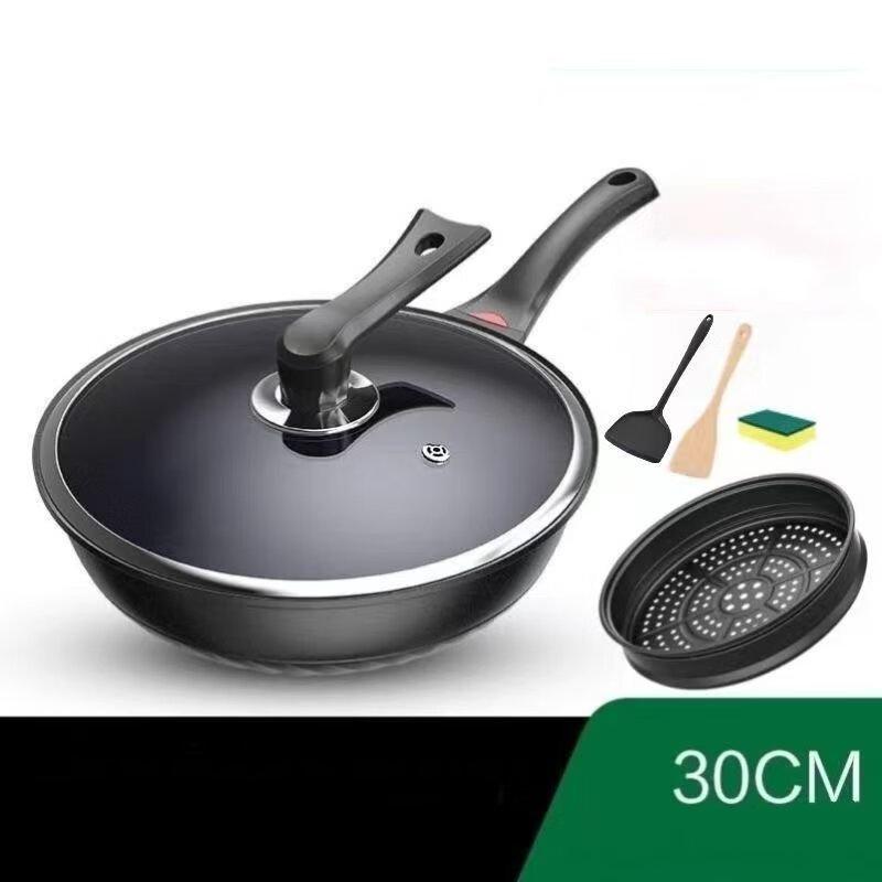 WuTuo 34cm Titan Antihaft-Wok mit Dämpfeinsatz
