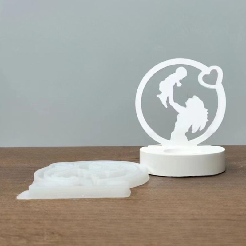 Mother Day Theme Resin Molds with Base, Mother Day Candle Holder Molds for DIY Craft Mother Day Gift Home Decorations