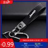 Kopphållare Läder Bilnyckelring Nyckelring Anti-förlust Män Kvinnor Par Gåvor För Jeep Wrangler Grand Cherokee Avenger Compass Wago