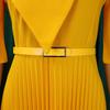 Women Plus Size V Neck Solid Color Short Sleeve High Waist Pleated A Line Dress