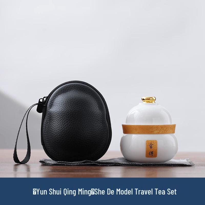 White Porcelain Gourd Quick Travel Tea Set