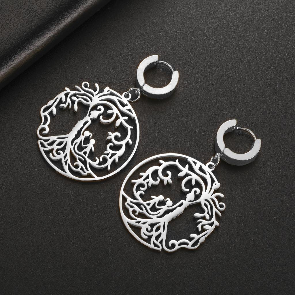 LIKGREAT Hot Sale Son Daughter Stainless Steel Tree of Life Drop Earrings Girls Boys Earring Jewelry for Women Family Gifts 2025